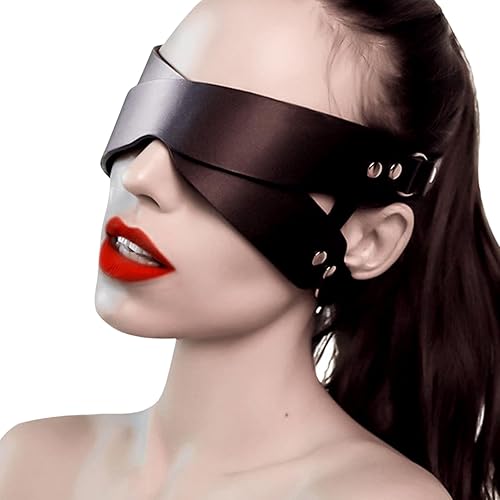 BDSM Bondage Blindfold for Adults Couples, Eye Mask Sex Pu Leather Blind Folds for Adult Sex Play, Sexy Blindfold Masks for Women Party Games Adults Couples Cosplay Play