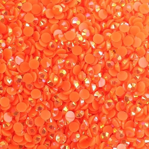 Yumekirara 2mm 1000粒 橙系 ミルキーストーン オーロラ加工 樹脂製 高分子ストーン うちわデコ デコストーン ネイルストーン ダイヤモンドアート (65濃いオレンジ, 2mm)