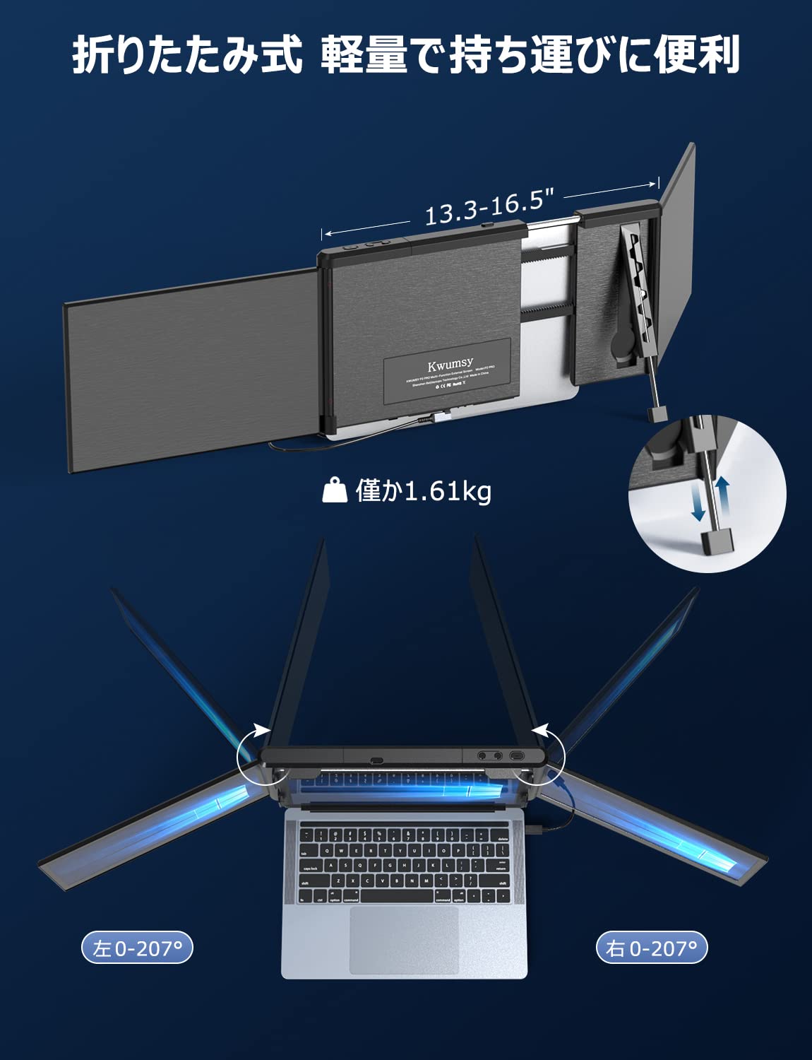 Amazon.co.jp: トリプルポータブルモニター ノートパソコン専用 1080P