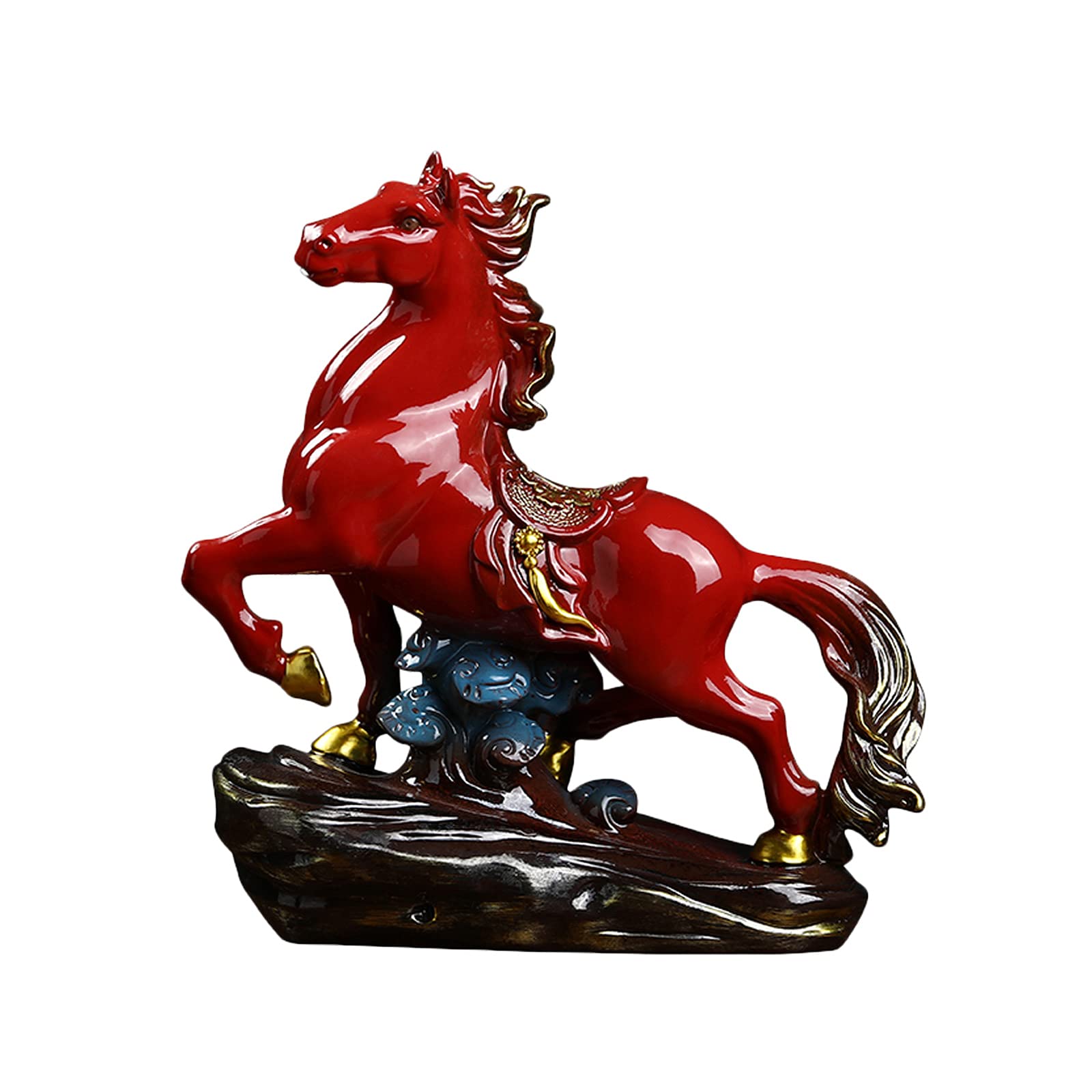 TOPBATHY Statue Cheval Debout Résine Feng Shui Sculpture Zodiac Cheval