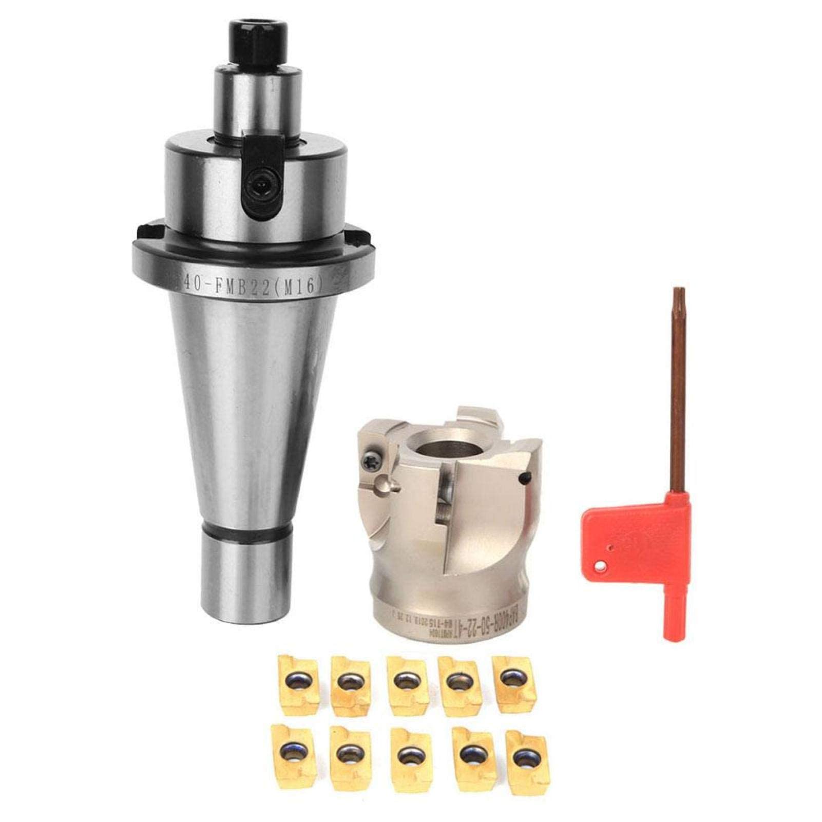 Planfräser NT40-FMB22 Wendeschnecken-Spannzangenhalter mit APMT1604 Fräseinsätzen und Schraubenschlüssel(10PCS Milling Inserts)