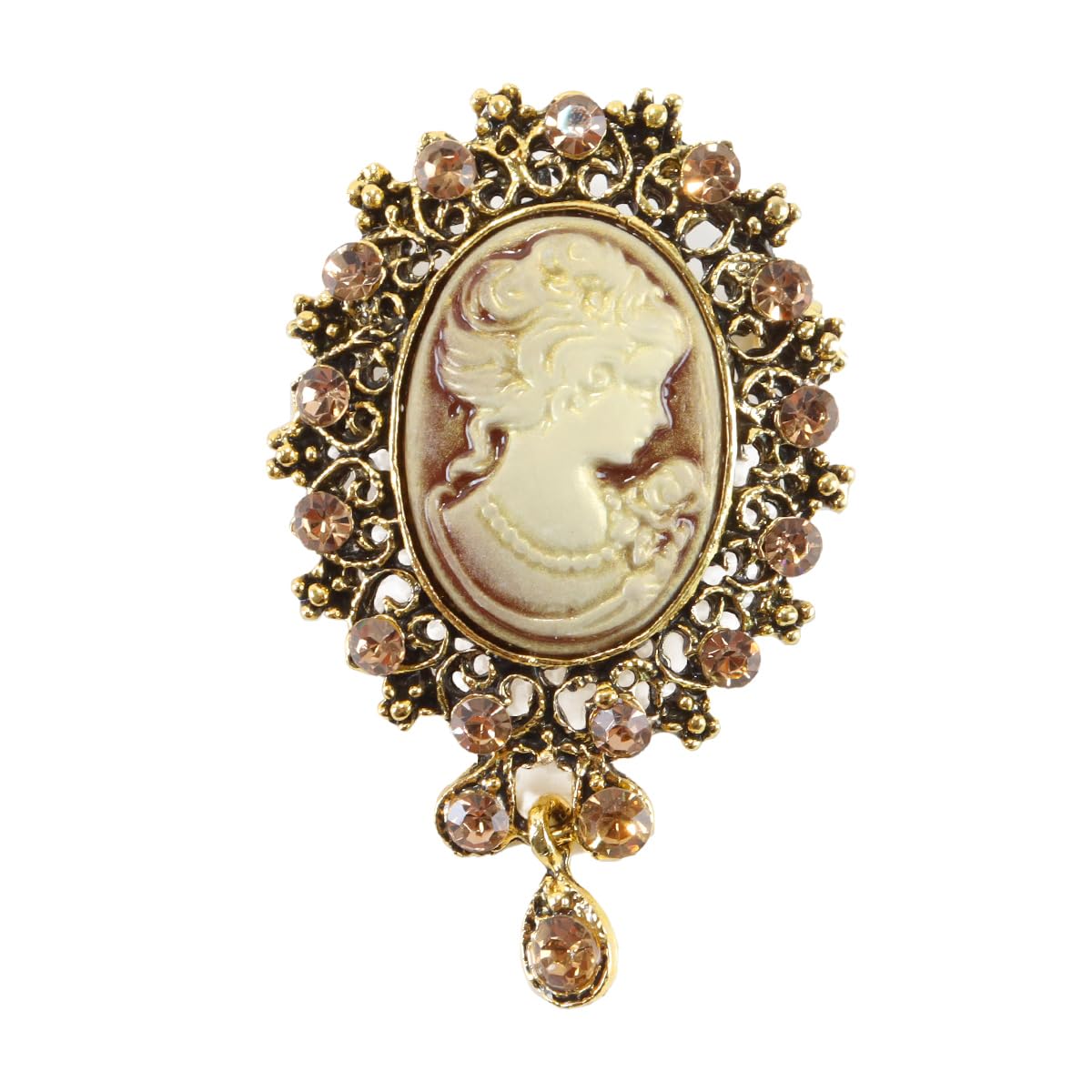 Broche colgante victoriano vintage camafeo metal 3,5 x 5 cm