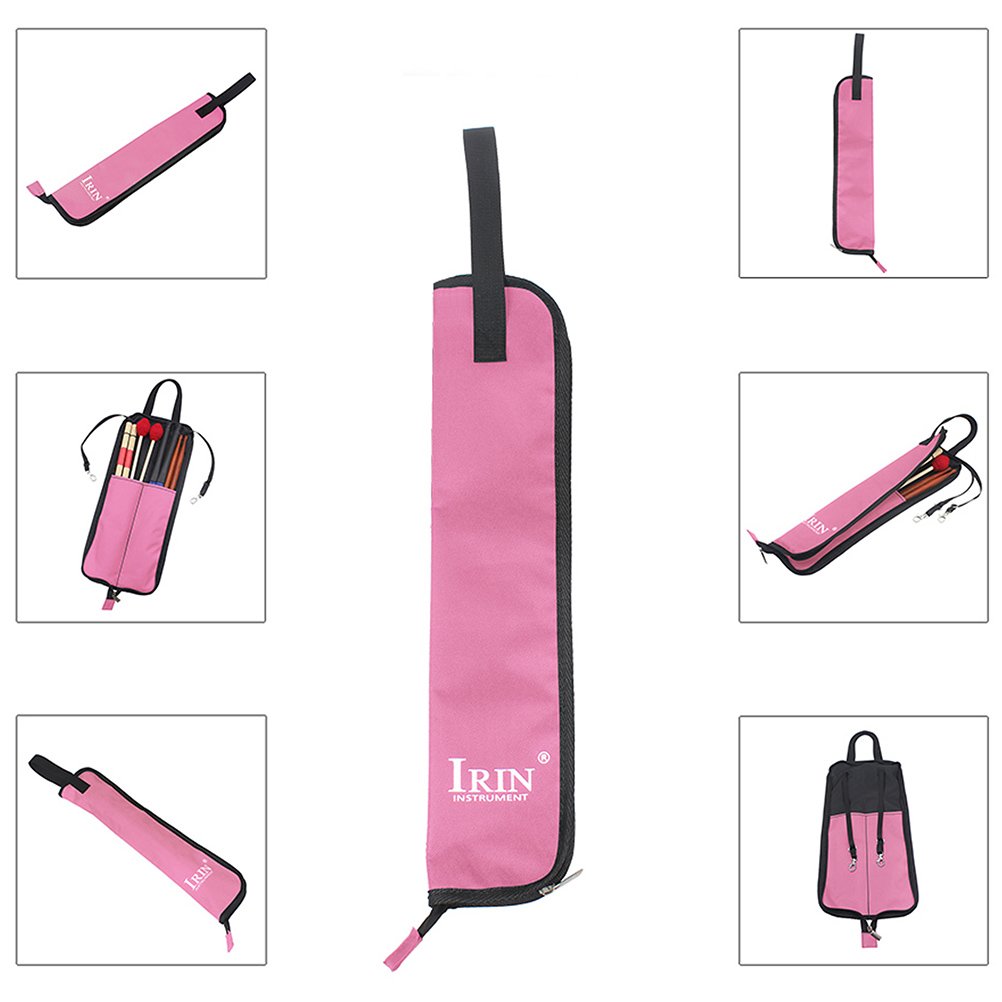 Portable Drumstick Bag - 600D Oxford Cloth Carry Case With Pockets For Sticks, Mallets & Brushes