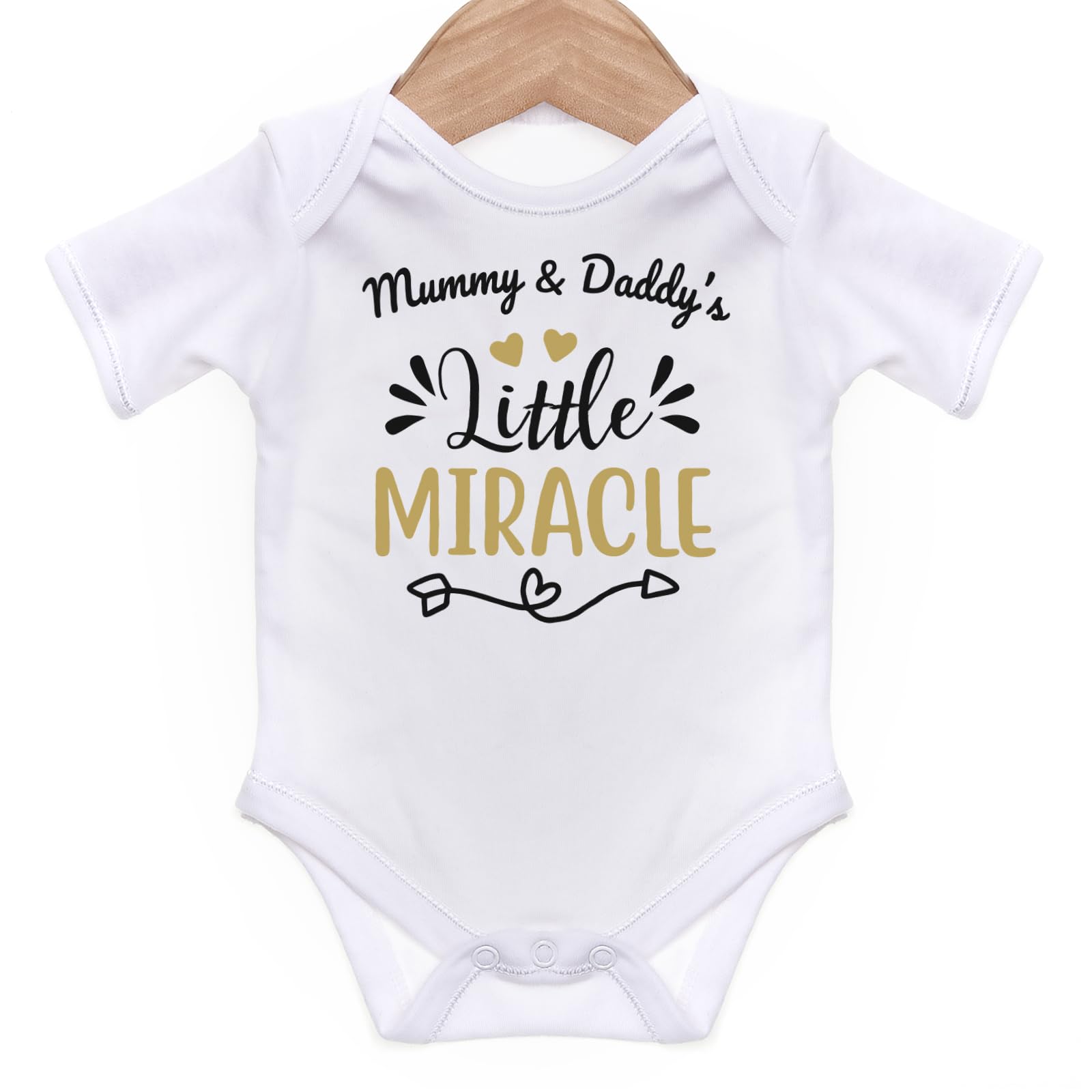 Baby Hustle Women's White Mummy & Daddy's Little Miracle, Cute Baby Grow For Baby Girl Or Boy, Cute And Comfortable Baby Vests (, New Born)
