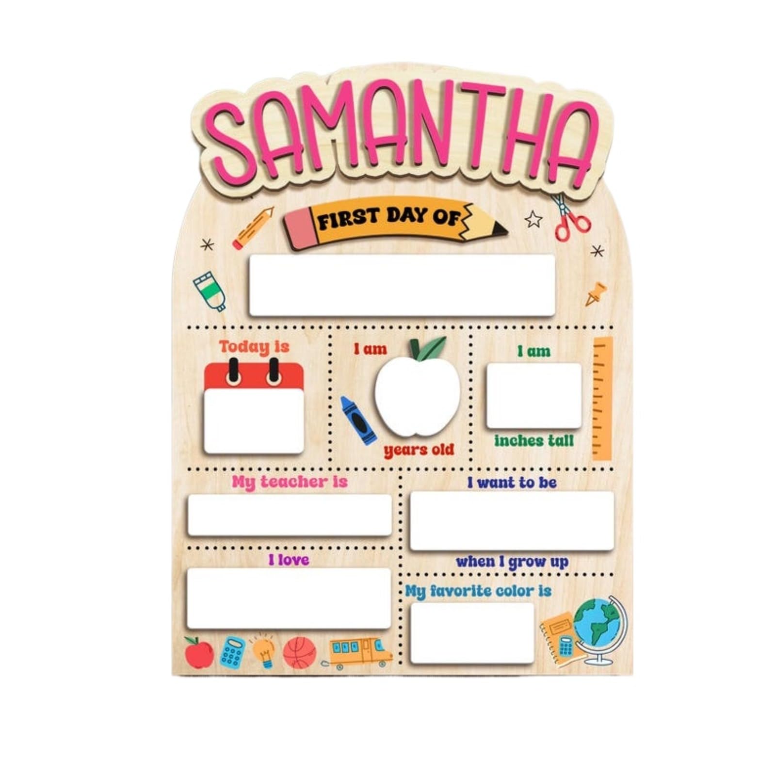 Letrero personalizado para primer día de escuela placas personalizadas