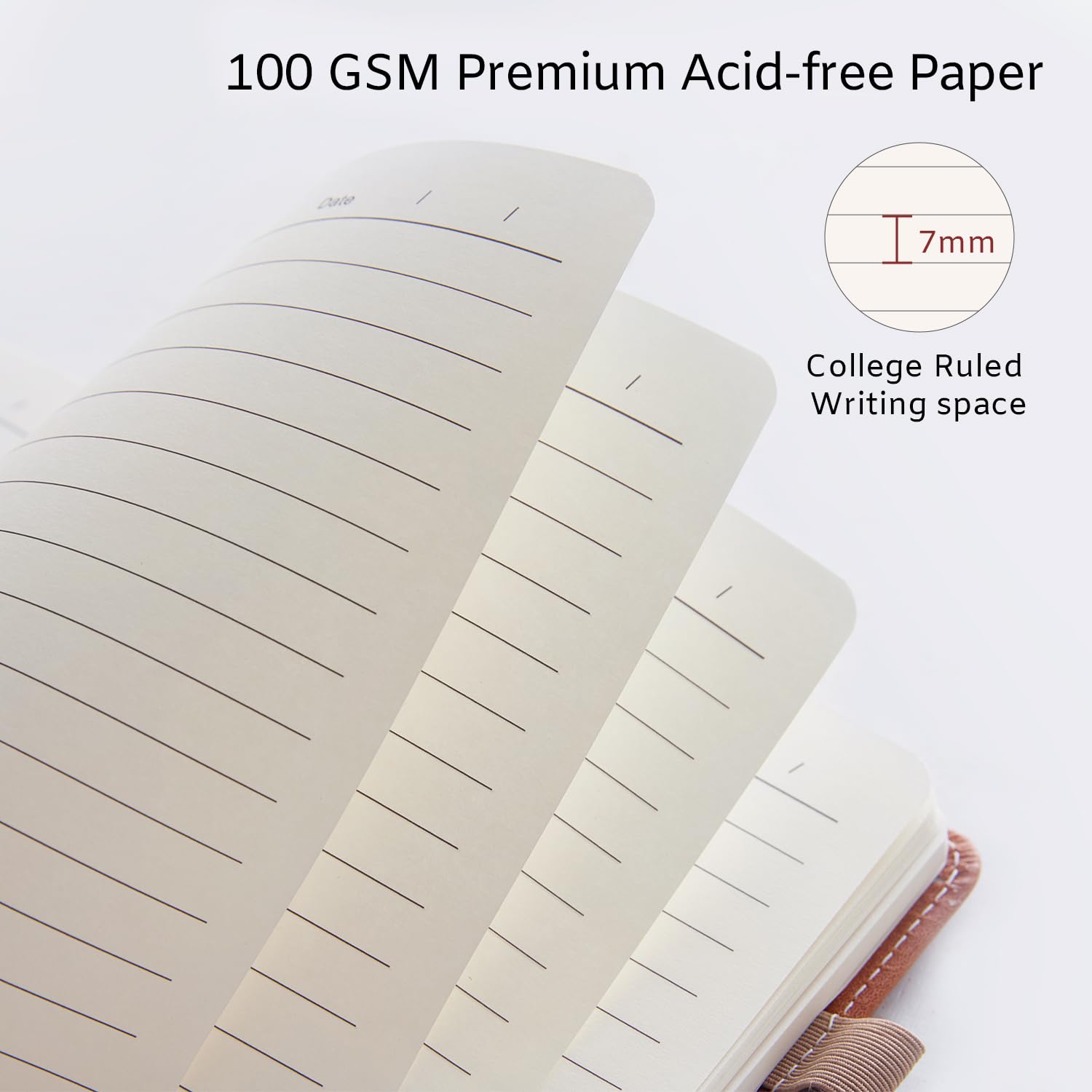RILIHO Taccuino a righe, grande, formato B5, a righe, 188 pagine numerate, con tasca, carta spessa 100 g/m², copertina rigida in pelle vegana, per donne, uomini, scuola, ufficio, verde