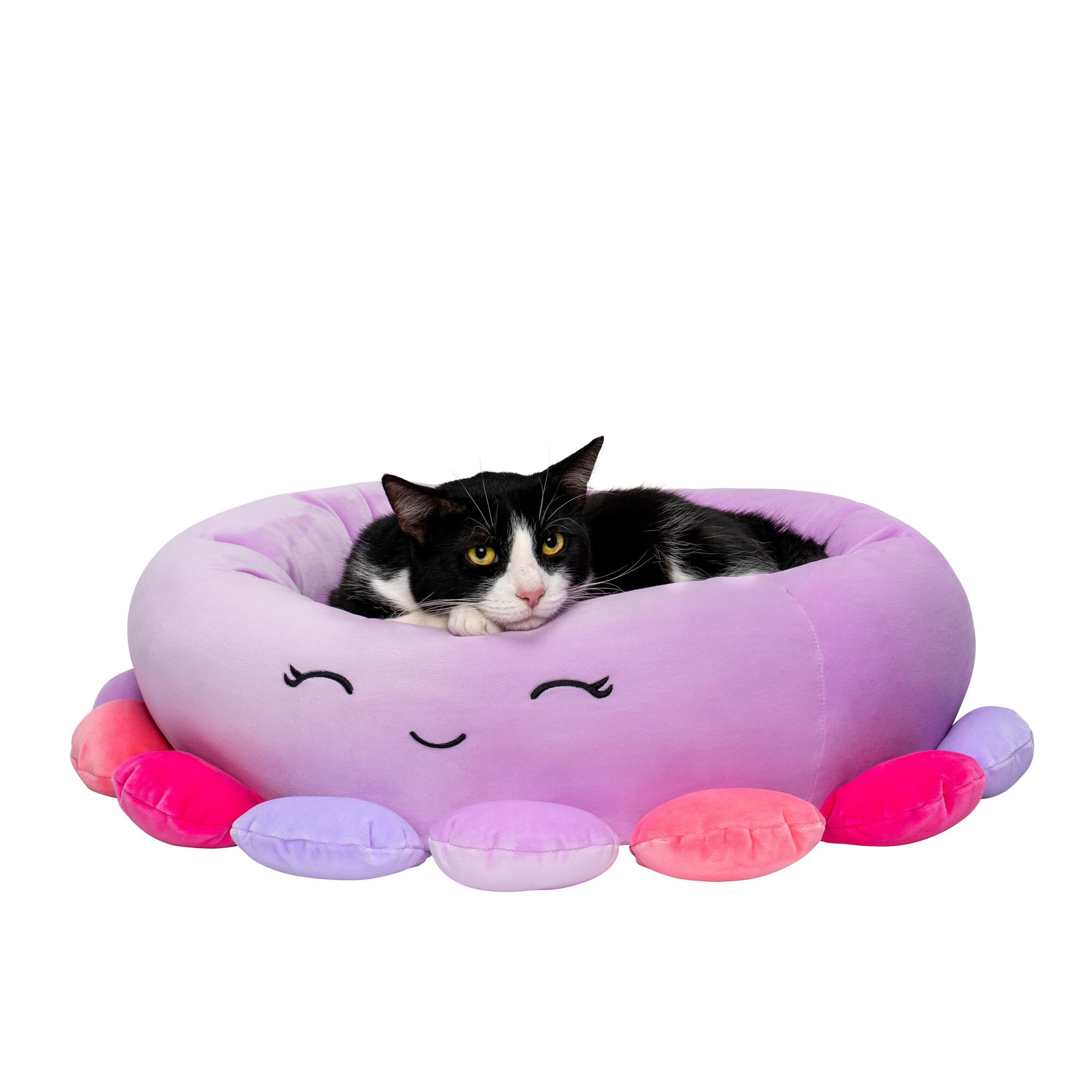 Squishmallows Oficjalne 61-centymetrowe legowisko dla zwierząt Beula Octopus - średnie Ultrasoft oficjalne pluszowe legowisko dla zwierząt domowych, fioletowe