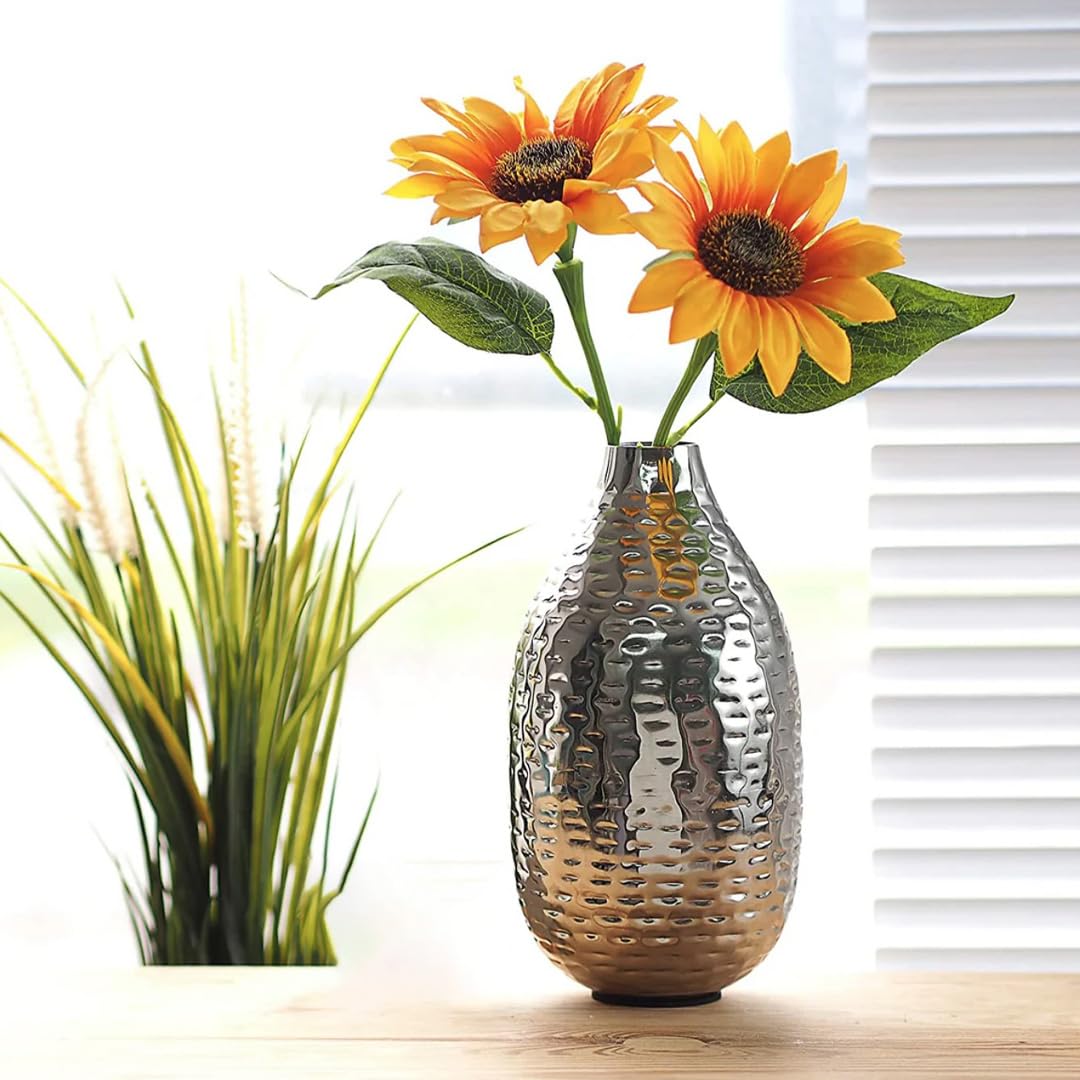 Hammered Metallic Silver Bud Vase – Elegant Home Décor Accent for Living Room, Office & Gifting-image-35