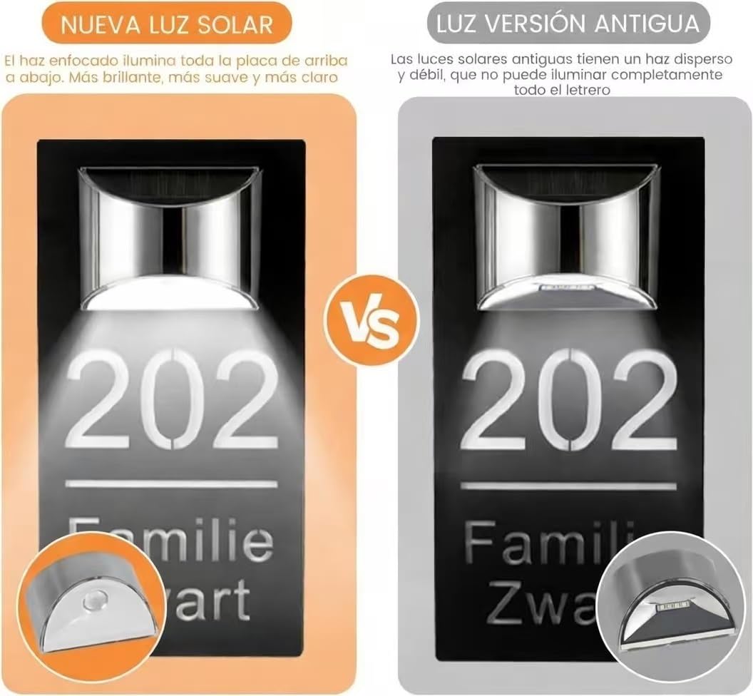 Número de Casa Solar LED Personalizado - Letrero de Dirección Iluminado con Luz Solar, Placa Acrílica Moderna, Regalo Ideal para Casa Nueva, Patio o Jardín(White-White)