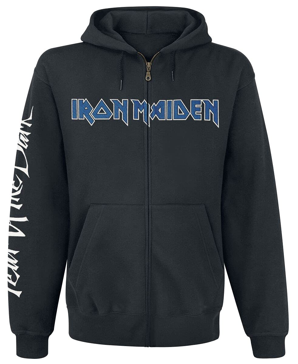 Iron Maiden Fear of The Dark Hombre Capucha con Cremallera Negro 50% algodón, 50% poliéster Regular