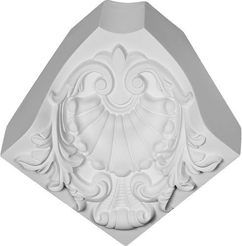 Endurathane Carrillo Moldeado de corona de concha interior de esquina, 7 18 pulgadas de alto x 7 38 pulgadas de largo x 10 18 pulgadas de alto,