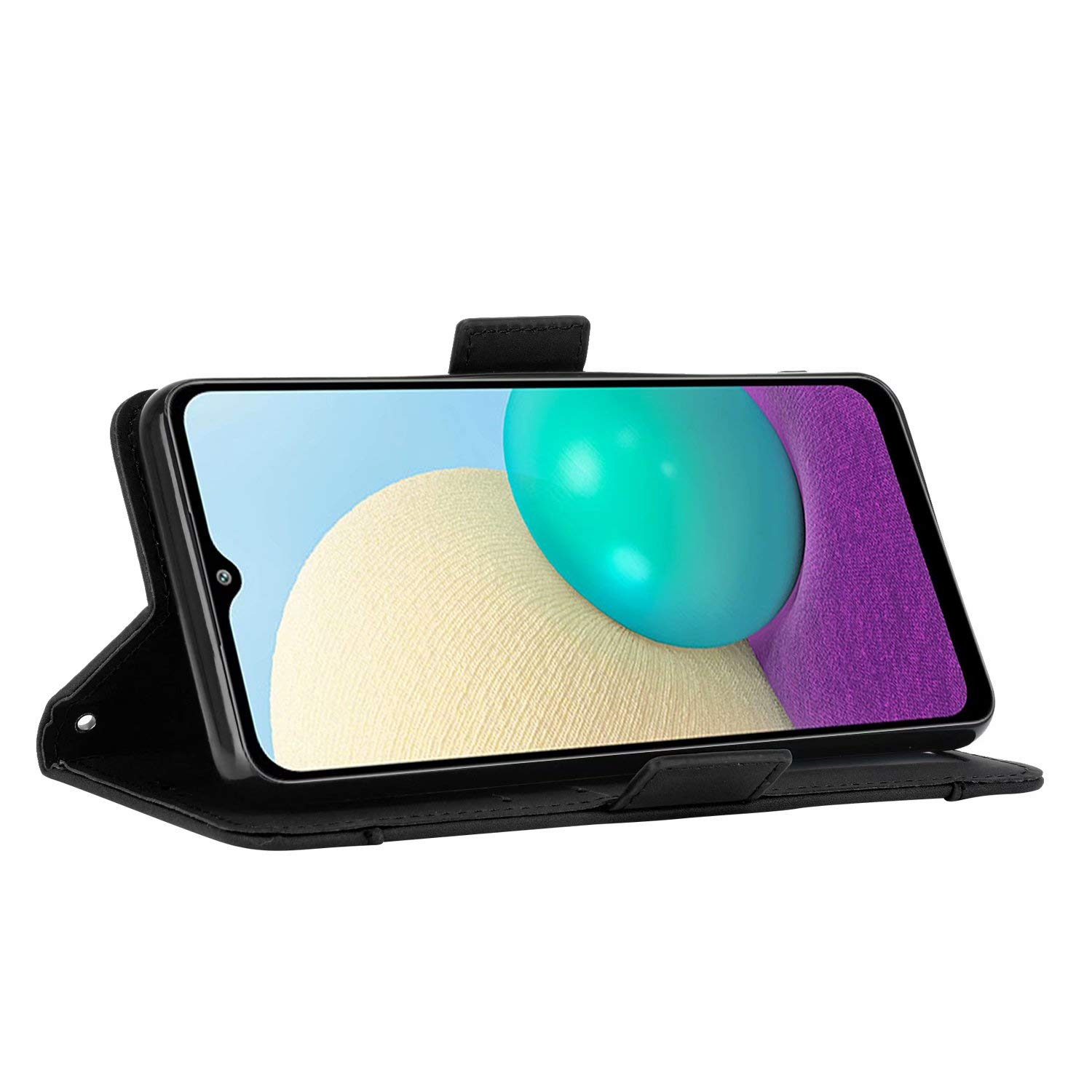 Samsung Galaxy A56 5g De Étui Pour De Téléphone Couverture De Fentes Pour Cartes Portefeuille Flip Folio Sangle A Main Cuir Pu Fermeture Magnetique Gangxun Noir
