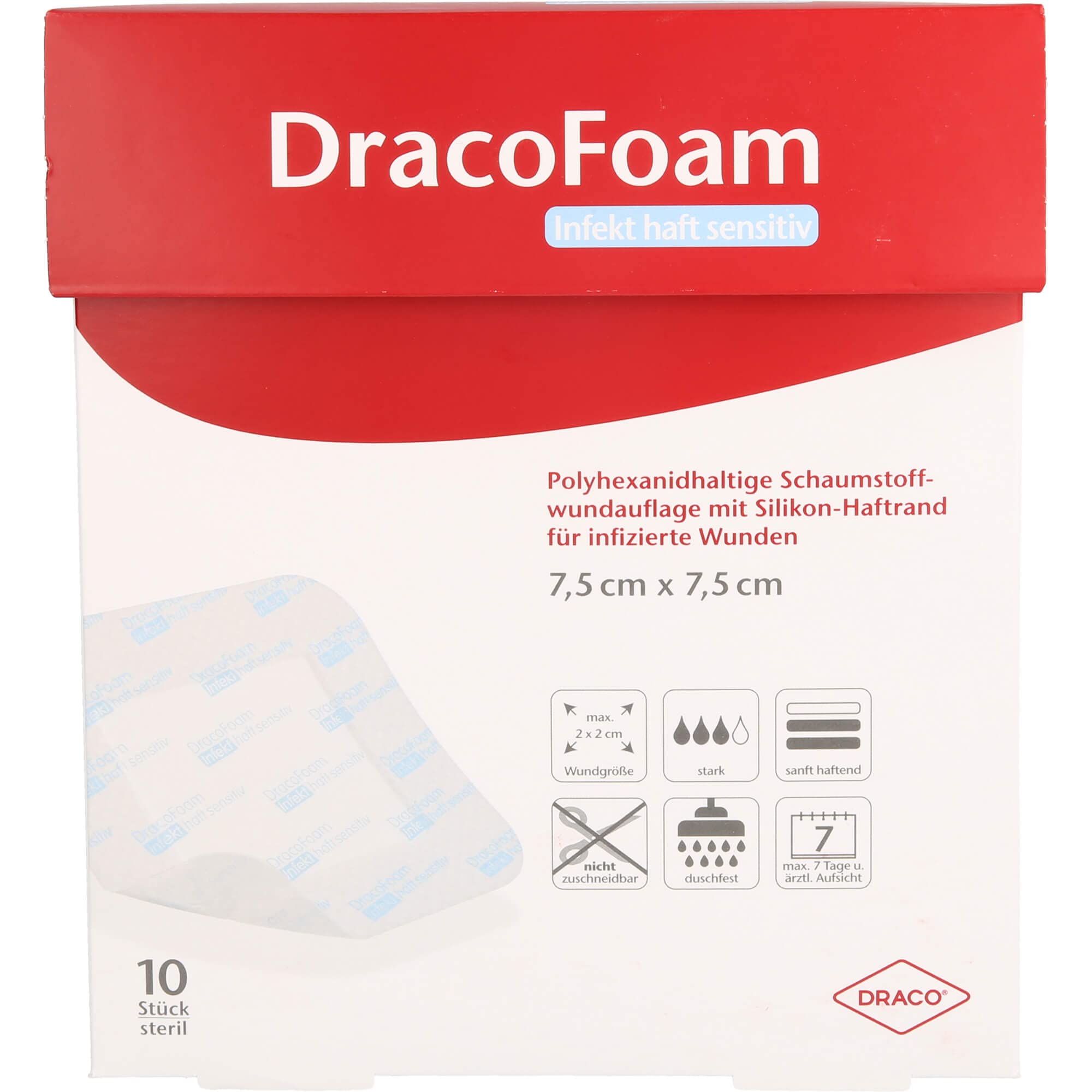 DRACOFOAM Infekt haft sensitiv Wundauf.7,5x7,5 cm