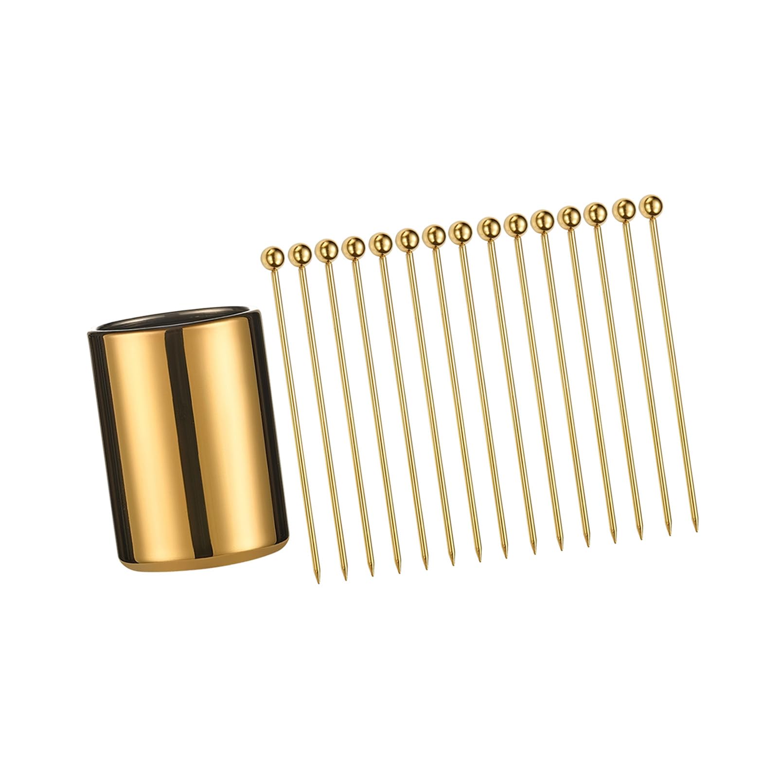 APGLSXY Metal Cocktail Picks 15Pack+Holder Set, Stainless Steel Cocktail Toothpicks, Cocktails Skewers, Garnish Picks Bloody Skewers Stainless Steel Toothpicks