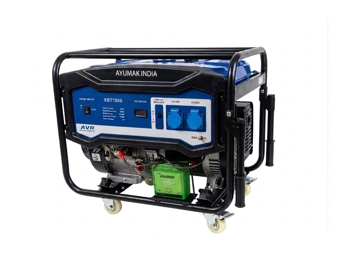 AYUMAK INDIA A4800 3500W Electric Start Petrol Generator, Blue/Black | Self start/Recoil start, Digital Dispaly, Nylon with steel wheel for easy movement, low fuel consumption 1litre/2hrs-picture-30