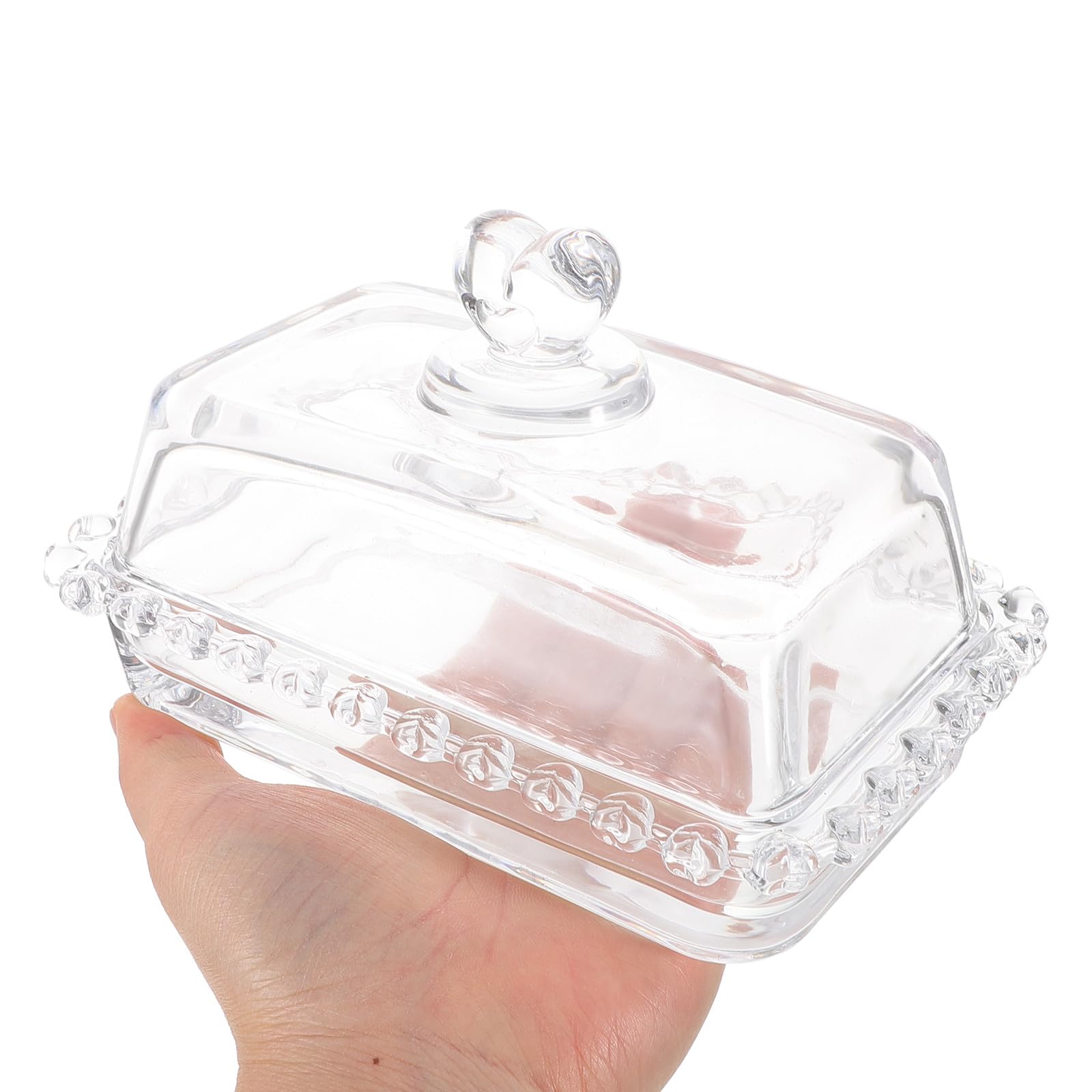 Mantequillera de Vidrio con Tapa y Cúpula para Mantequilla y Snacks, Capacidad Moderada, Reutilizable, Adecuado para Cocina Recibir Invitados
