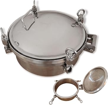 DN300 Sanitary Manway, 304 SS Low-Pressure Manway, Silicone Gasket Sealing, Quick Opening Round Manway for Tank, Fermenter