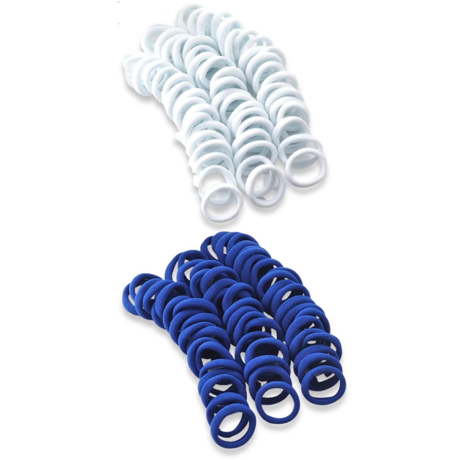 DIVERSA Elastic Hair Ties For Girls | Soft Seamless Hair Rubber Bands | Ponytail Holders For Women | Strechable Bands | Cotton Hair Elastic Rubber Bands (Pack of 60 Pcs) - White & Blue (B0C7L81ZST) Amazon Price History, Amazon Price Tracker