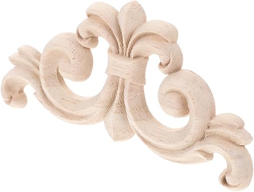 4 apliques tallados de flores de madera maciza para decoración de gabinetes y camas, diseño irregular único para decoración del hogar exquisitos