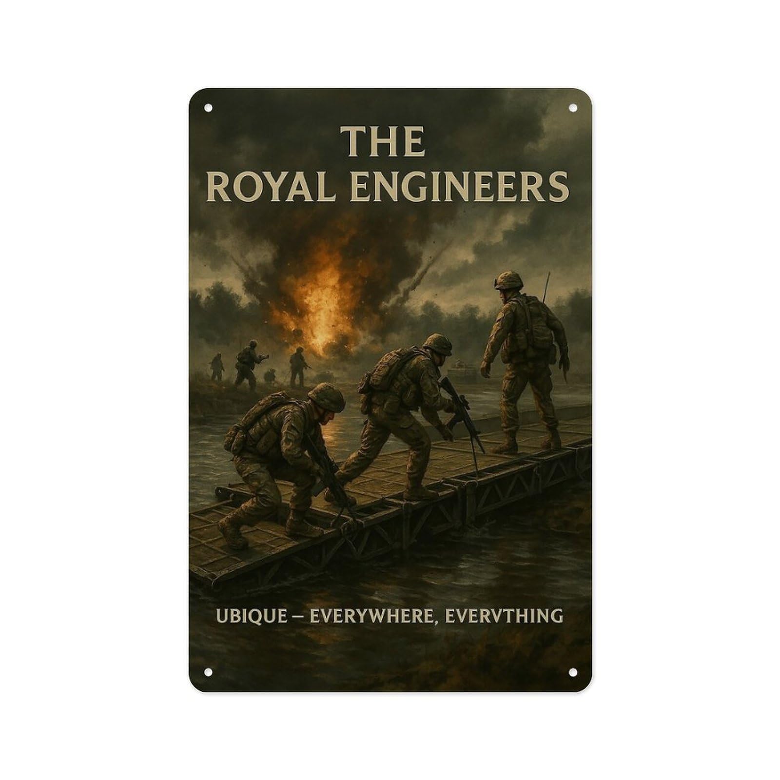 Tin 1 Royal Engineers Ubique British Army Heritage Motto Art Metal Tin Sign 12X8 Inch Vintage Military Propaganda Wall Decor For Home Office Garage Man Cave