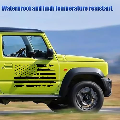 Miniatura 4 de Calcomanía de bandera estadounidense envejecida de 23.6''x11.8'' para puerta de automóvil, calcomanía patriótica gráfica de la bandera de Estados