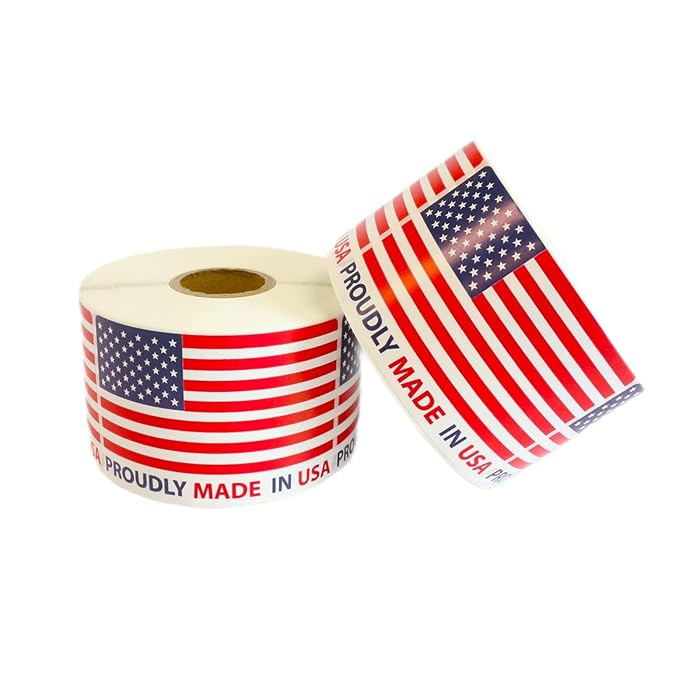 Buy "Proudly Made in USA" Flag Labels 3 x 2 Inches American Flag