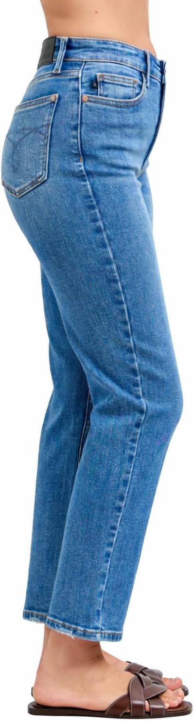 Judy Blue Women's High Waist Non-Distressed Slim Ankle Straight Jeans
