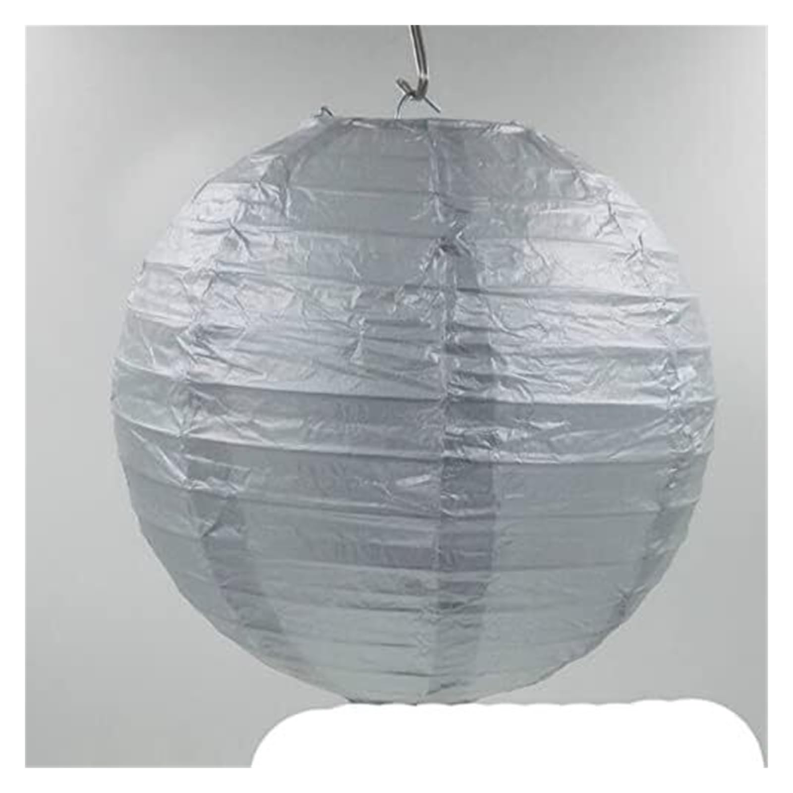 Round Paper Lanterns, Chinese Round Paper Lantern Multicolor 10-40cm Birthday Wedding Decor(Silver,20cm(8inch))