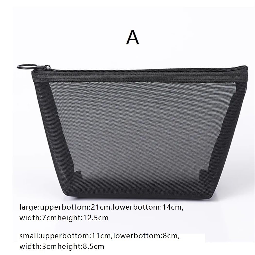 Bolsa de cosméticos de malla transparente con cremallera para mujer, organizador de moda, pequeño, grande, negro, bolsa de maquillaje