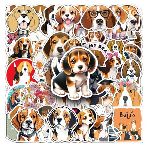 Beagles Stickers Cute Animal Stickers Bookish Stickers, 50pcs Vivid Laptop Decals Waterproof Vinyl Water Bottle Stickers for Boys Girls Teens Adults