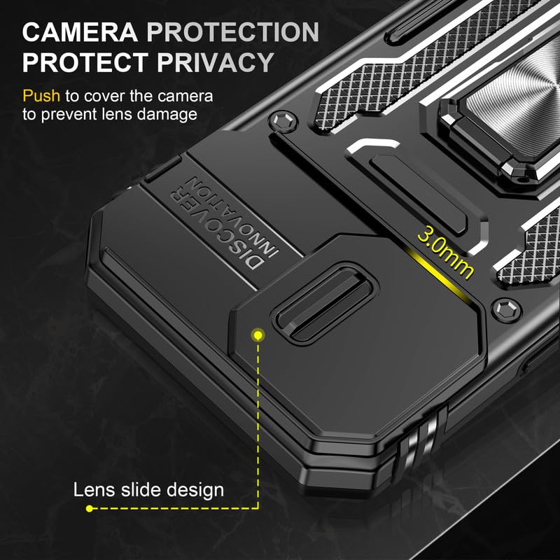 Image of Slide Camera Cover with Ring Holder Mobile Phone Back Cover for iPhone 17 - Black