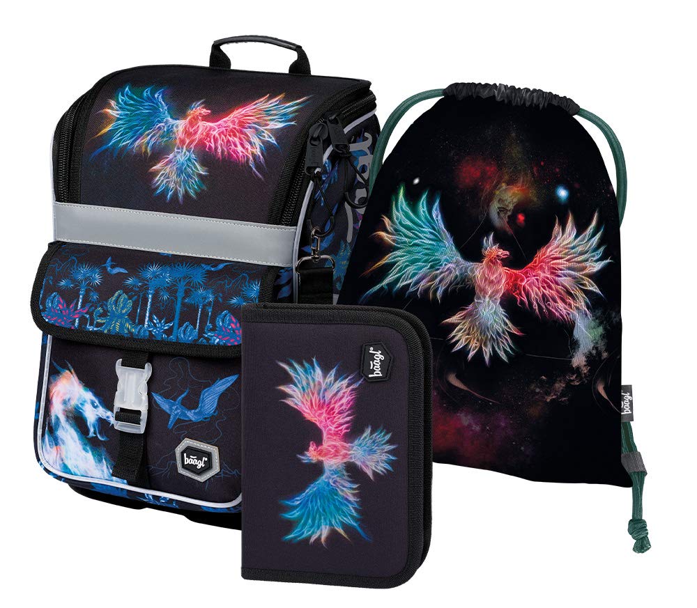 Mochila escolar para niños y niñas, juego de 3 piezas, mochila escolar Zippy a partir de 1ª clase, mochila escolar con correa para el pecho