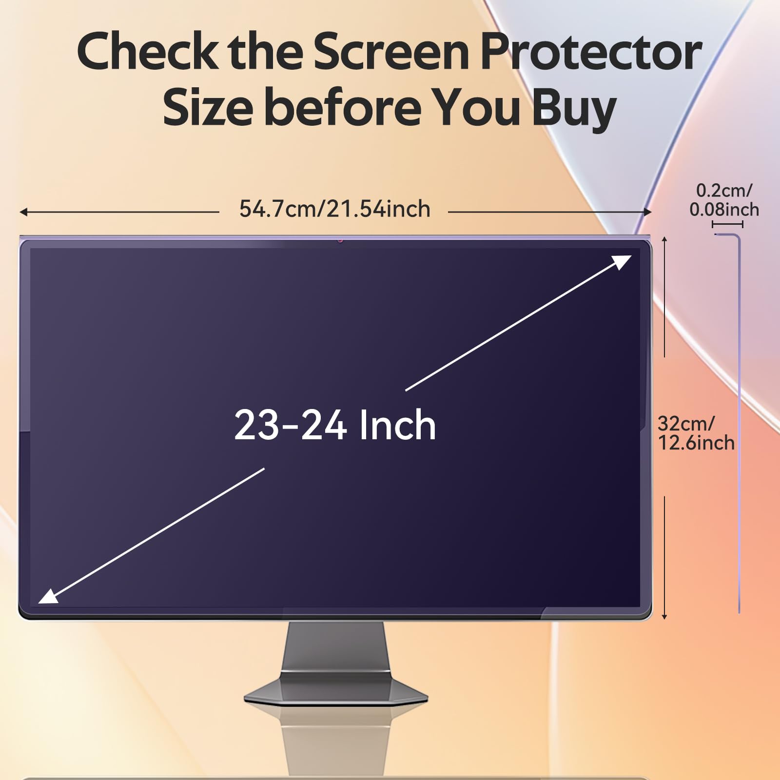 Qoosea 23-24 Pouces Protection D'écran Lumière Bleue Moniteur Ordinateur 547x320mm UV Antireflet 16:9