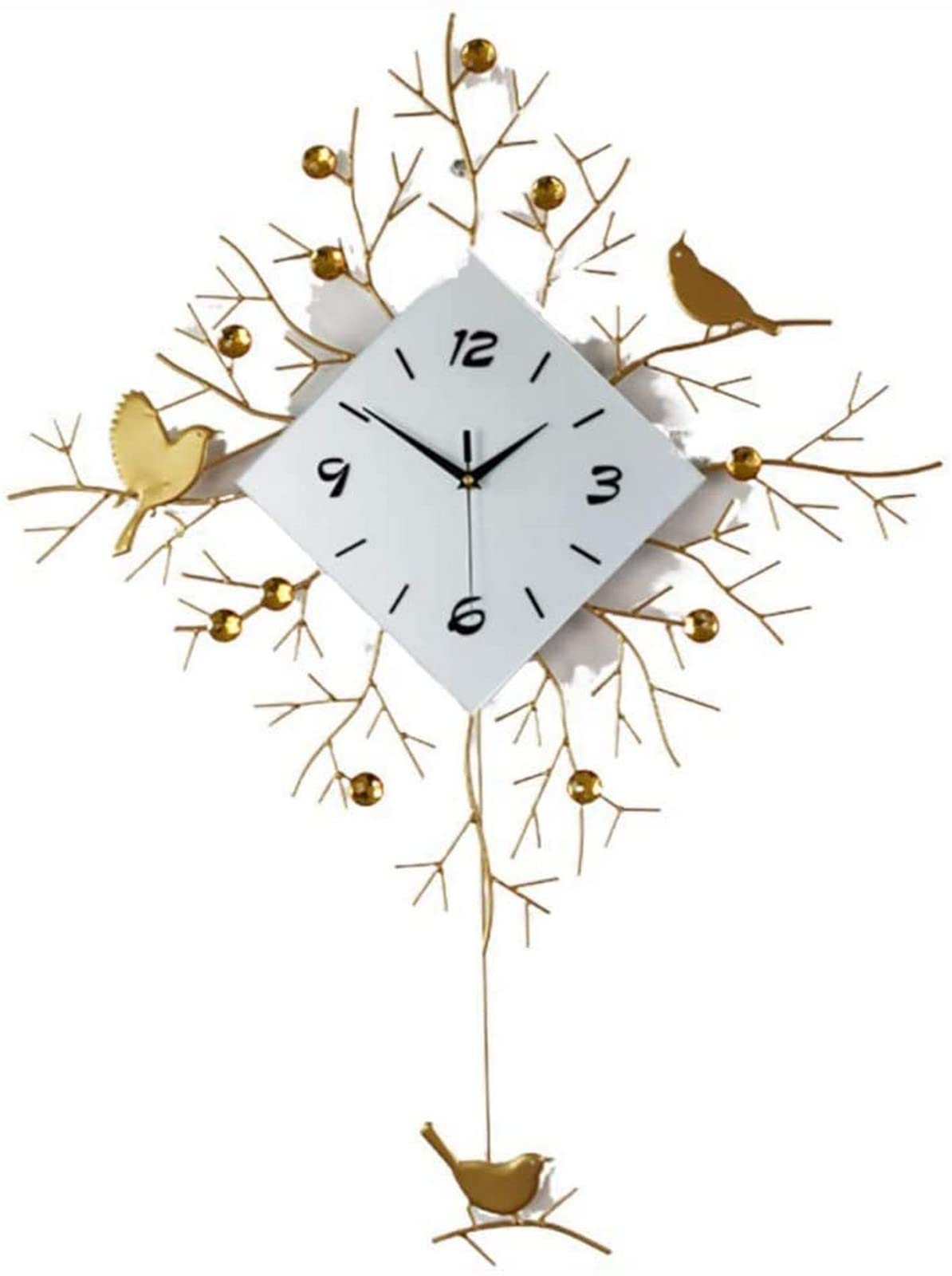 SaryEdge Wall Clock Art Clock with Modern Pendulum, No Era-Ticking Consumption Quartz Clock Sweep Movement Wall Clock Square Living Room Clock 75X57Cm Wall Home Decor Clo-D-,D-90x6,D-90x68cm