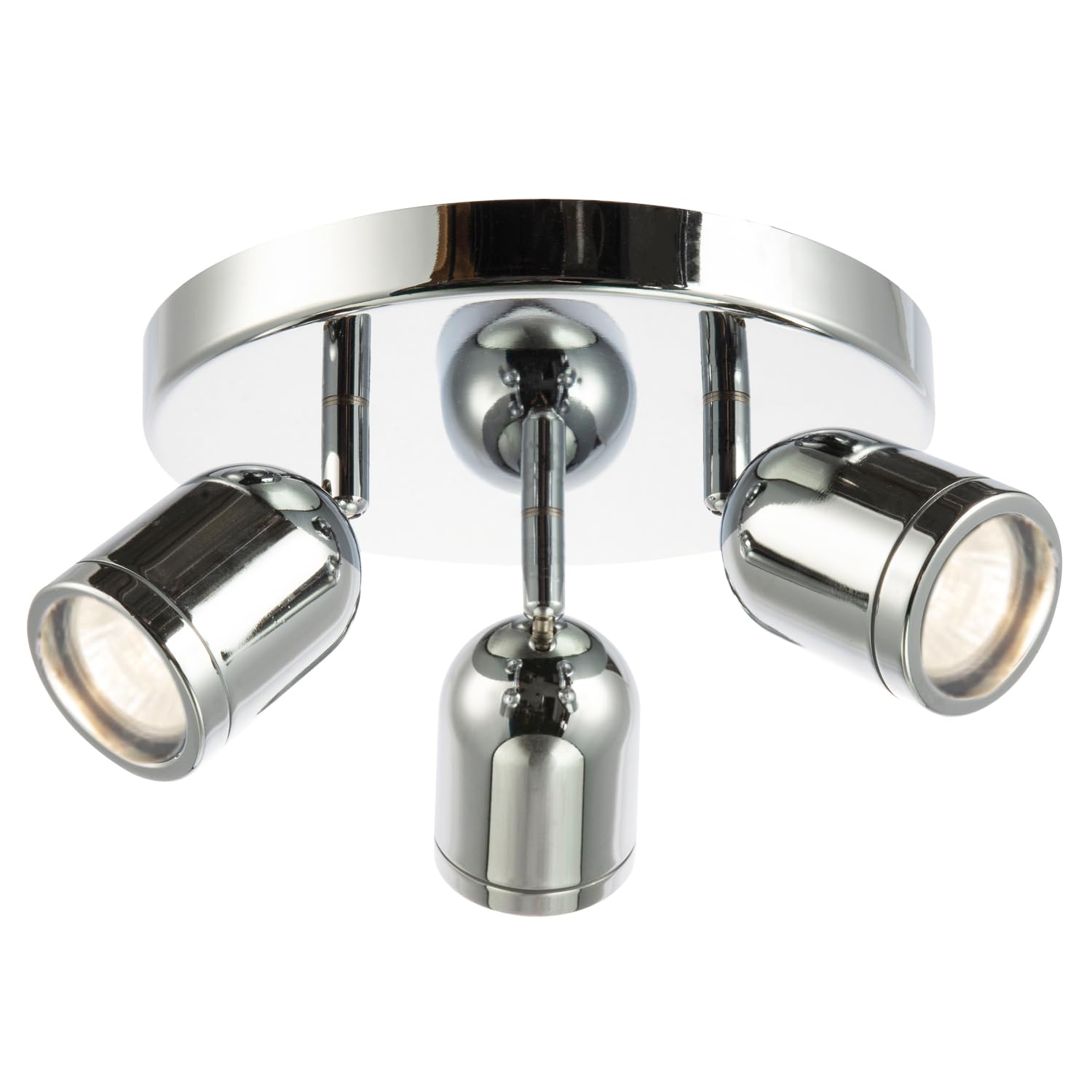 Happy Homewares Chrome Modern Triple Metal Spot Ip44 Bathroom Polished Ceiling With Three Gu10 Adjustable Heads | 22Cm X 14Cm