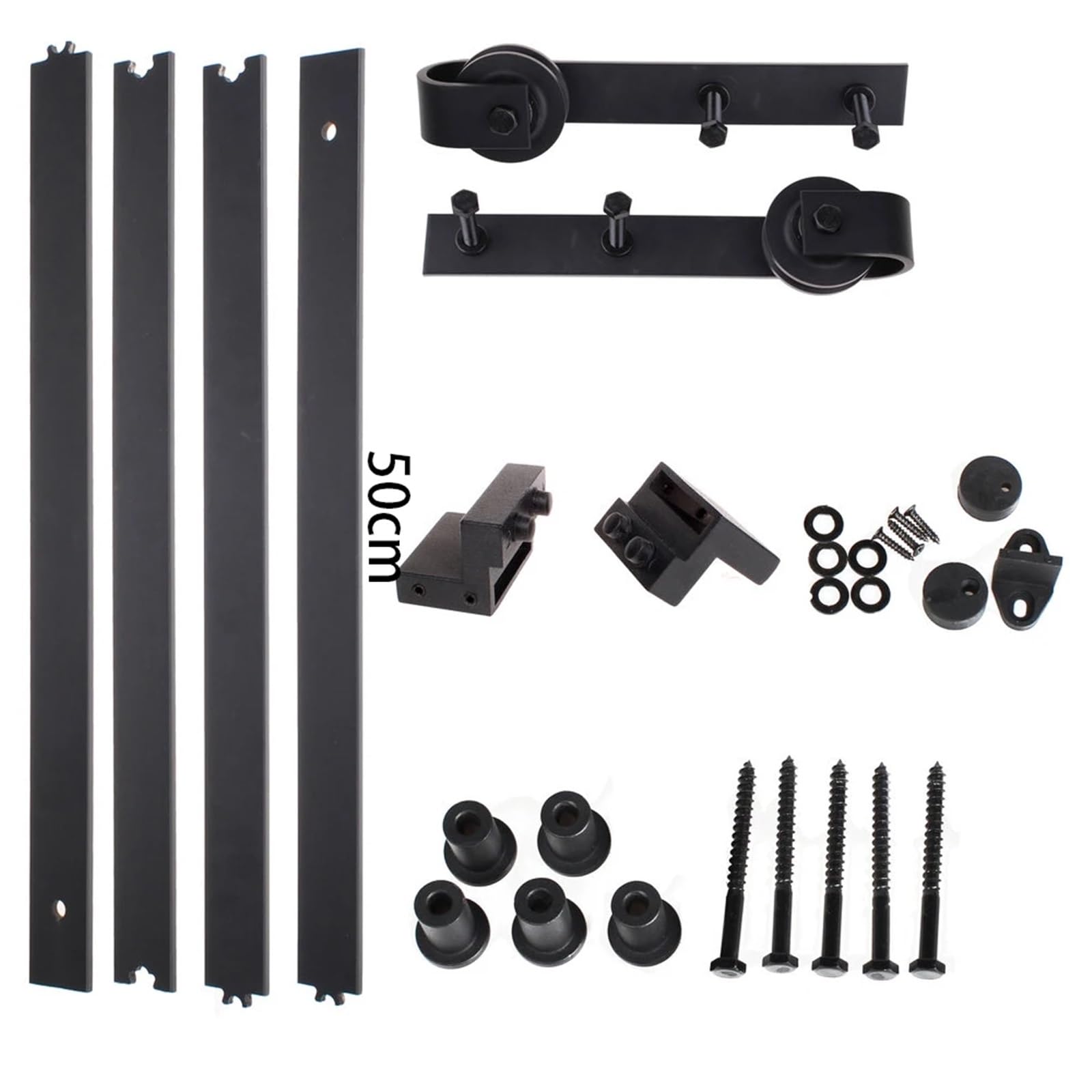 Csdasw 1 Sliding Barn Door Hardware Roller Track Rail Kit Set For Closet Cabinet Wood Barn Door Rail Track Kit System 80Cm Door Hardware Smooth And Quiet(200Cm Single Door)