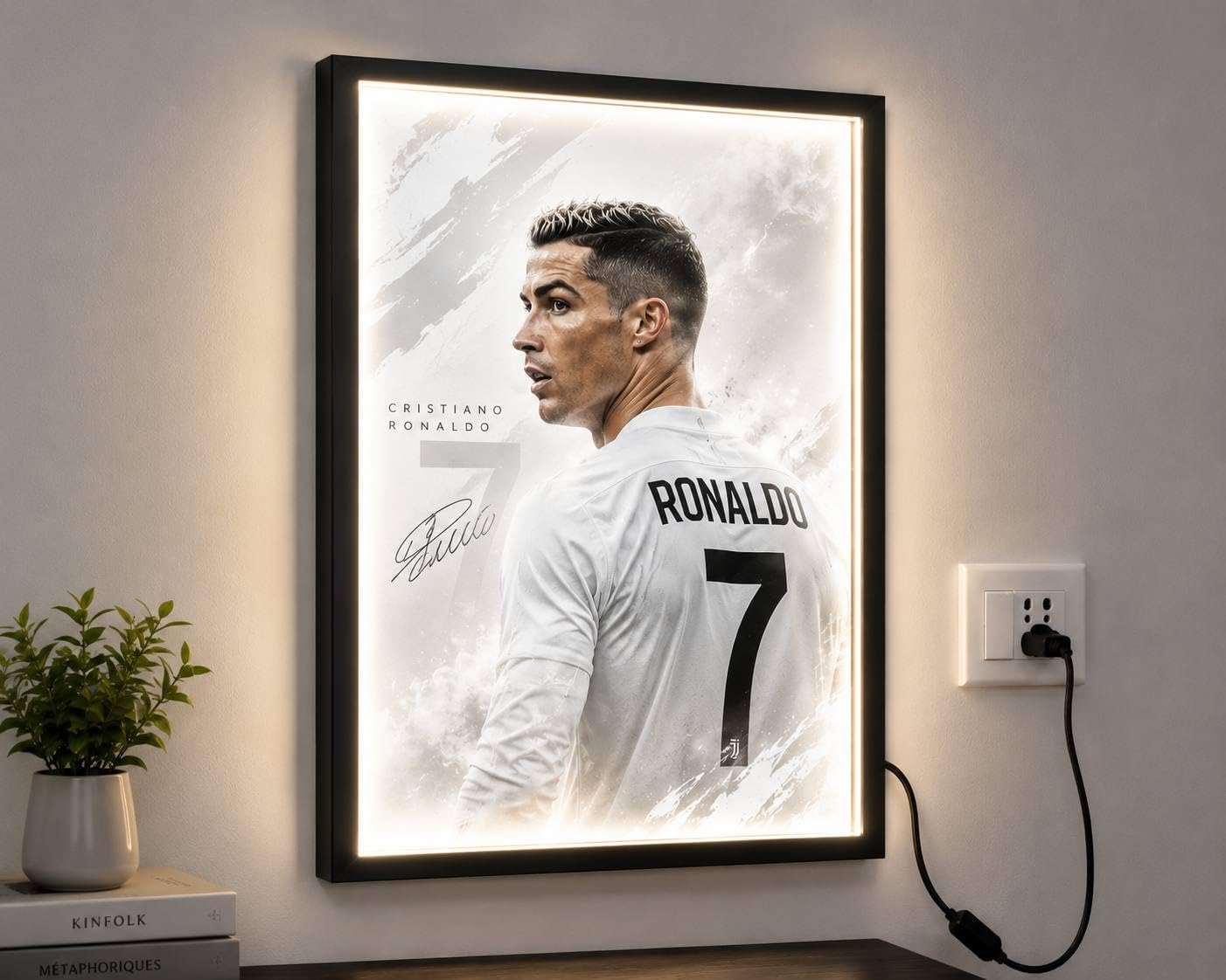 Cristiano Ronaldo LED Photo Frame for Wall Decor, A4 Size 8.27 x11.69 | led photo frame-image-42