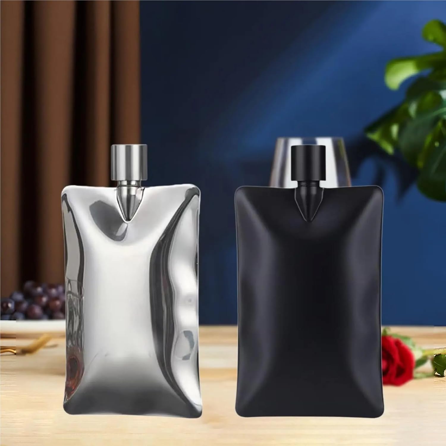 Hip Flask Stainless Steel Cover Pocket Flask Camping Home Hiking Gift Outdoor(Silver)