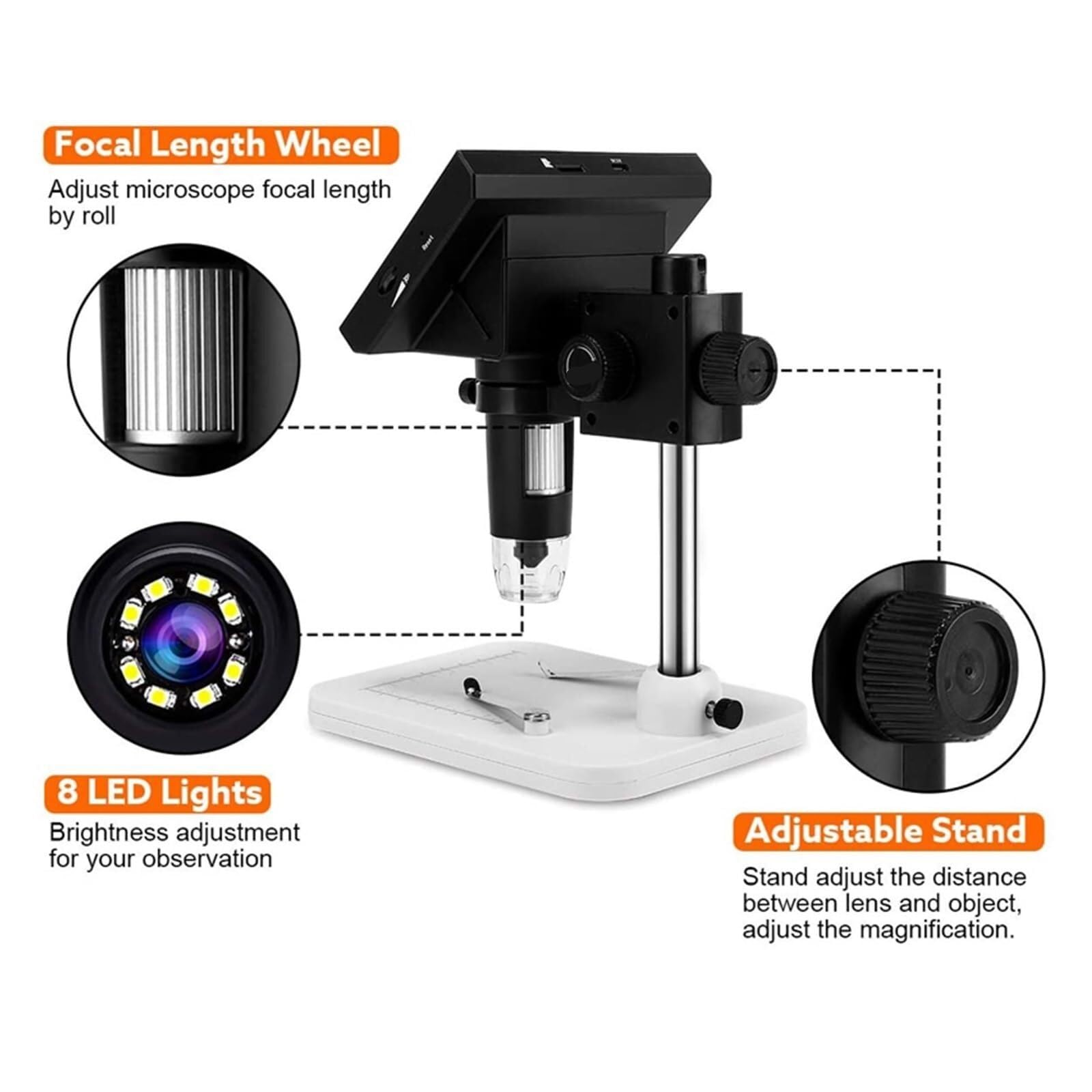 Mikroskop cyfrowy, Mikroskop Cyfrowy 4,3-calowa Kamera Elektronowa USB 1080P