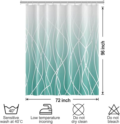 Miniatura 67 de Cortina de ducha pequeña a rayas gris claro degradado para baño, 36 x 72 pulgadas, juego de cortina de ducha geométrica para cabina de RV con Gris
