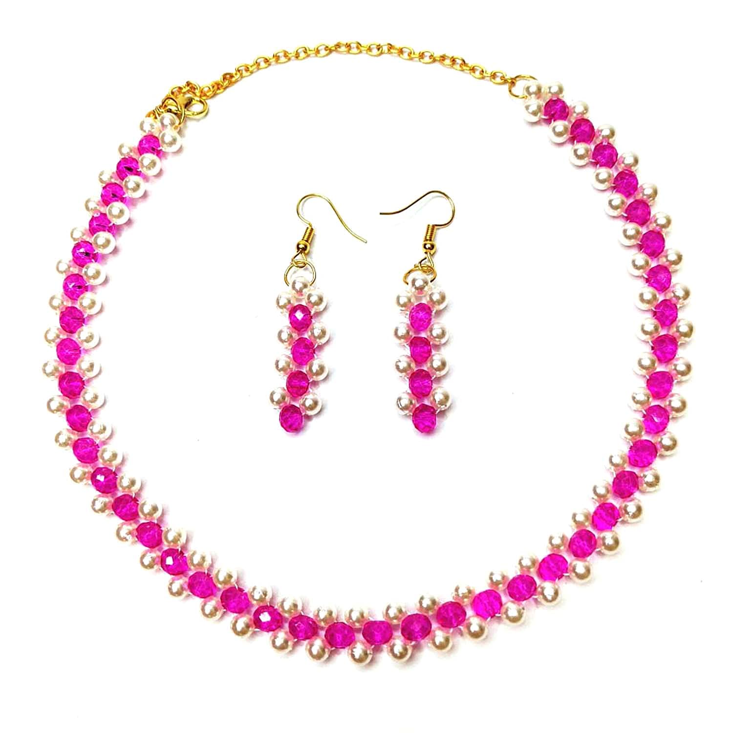 Pragati Light Weight Fancy Pearl And Crystal Jewellery Set For Women And Girl (Pink) (B09BLL4S22) Amazon Price History, Amazon Price Tracker