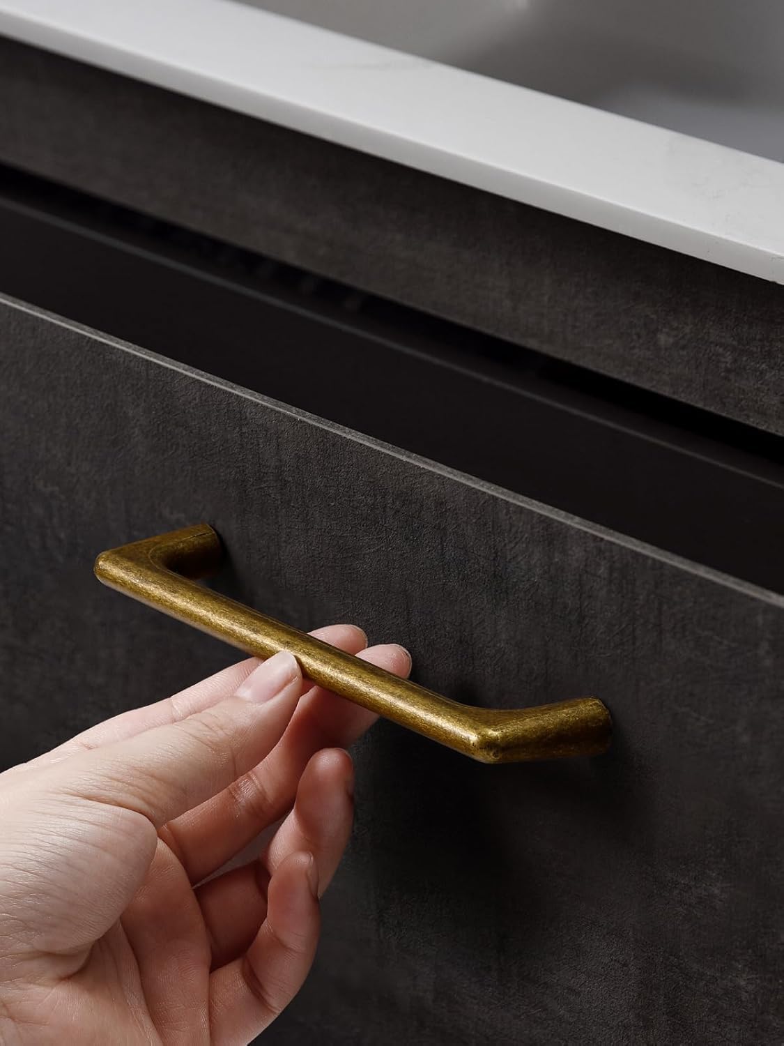 SYZOW Antique Brass Furniture Handle, 6 Pieces, Vintage Kitchen Furniture Handle, Antique Kitchen Door Handle, 160 mm Spacing