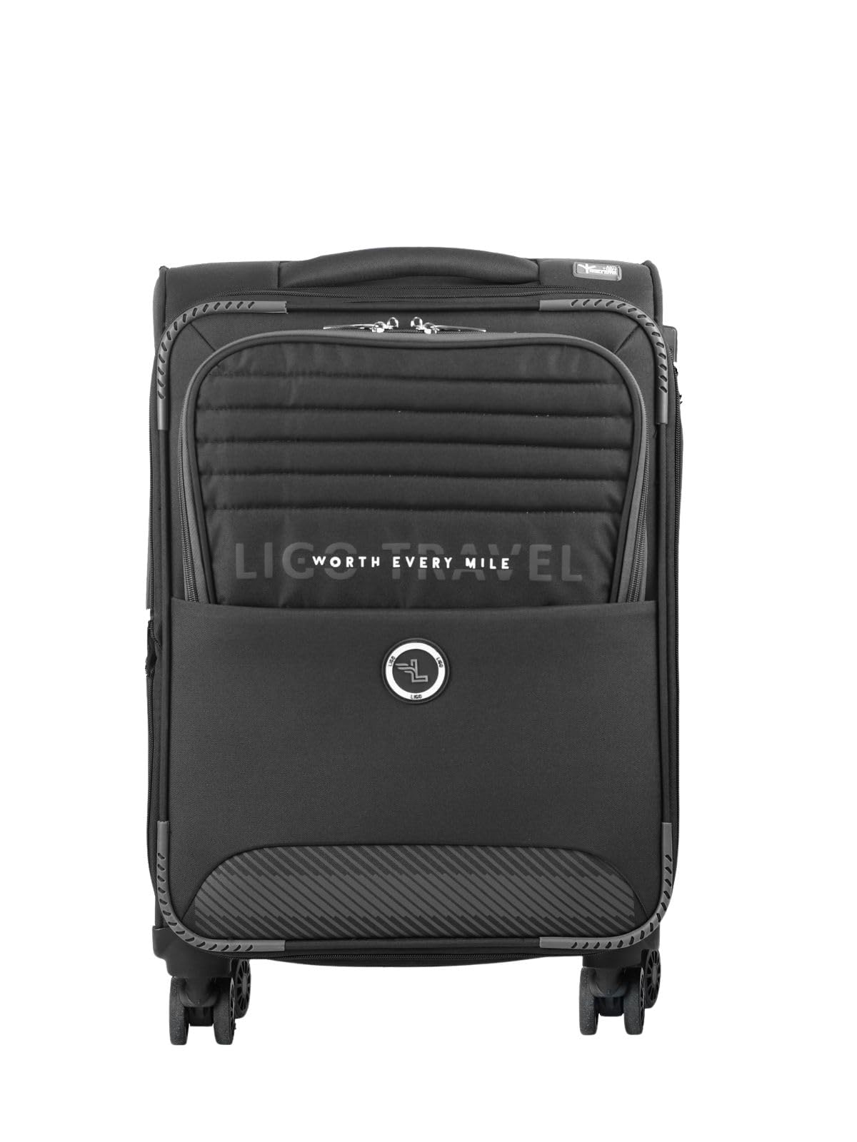 ligo Ligobags Polyester 8 Wheels 360 Degree Wall Street Soft-Sided Large Cabin Luggage Black Laptop Roller Case |28 Inch Trolley Bag-picture-21