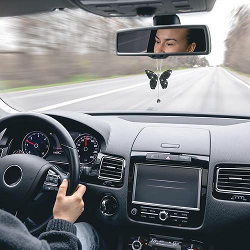 Miniatura 30 de zipelo Accesorios de automóvil con diamantes de mariposa brillante, dijes de cristal para espejo retrovisor de automóvil para mujeres, decoración