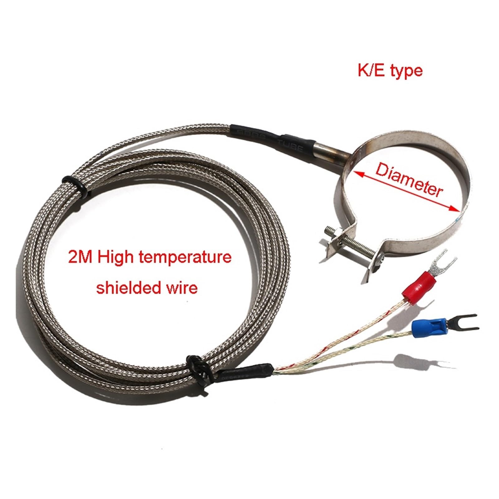 Cable del sensor de temperatura del termopar K/E tipo PT100 35/38/40/42/45 mm sonda circular de acero inoxidable(PT100,Coil Dia 42mm)