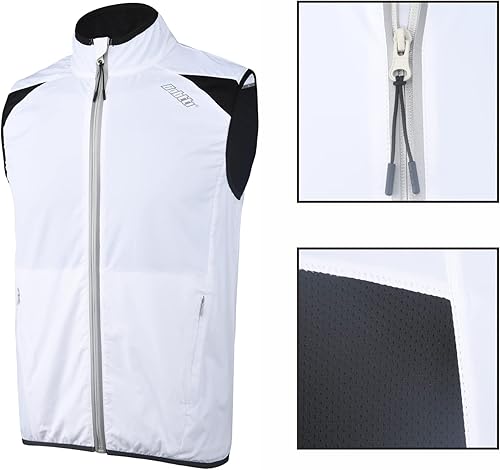 Miniatura 4 de bpbtti Chaleco de ciclismo para hombre, rompevientos sin mangas con dos bolsillos laterales (2.0), resistente al viento, transpirable y reflectante