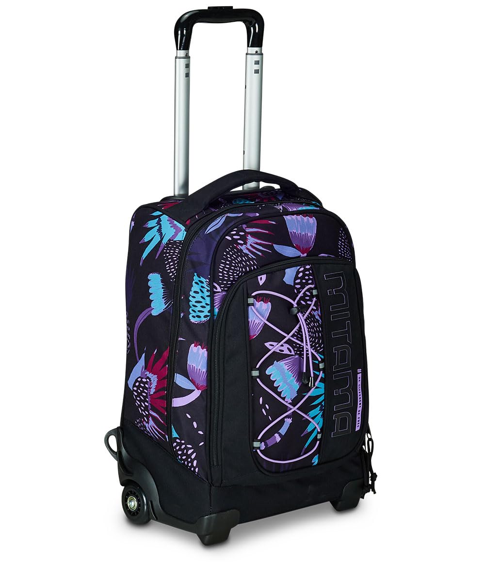 Mitama Trolley DR Scuola Purple Bloom,Con Mega Scomparto e Doppia Maniglia, Nero e Viola, Scuola Elementare e Tempo Libero, Bambina Ragazza