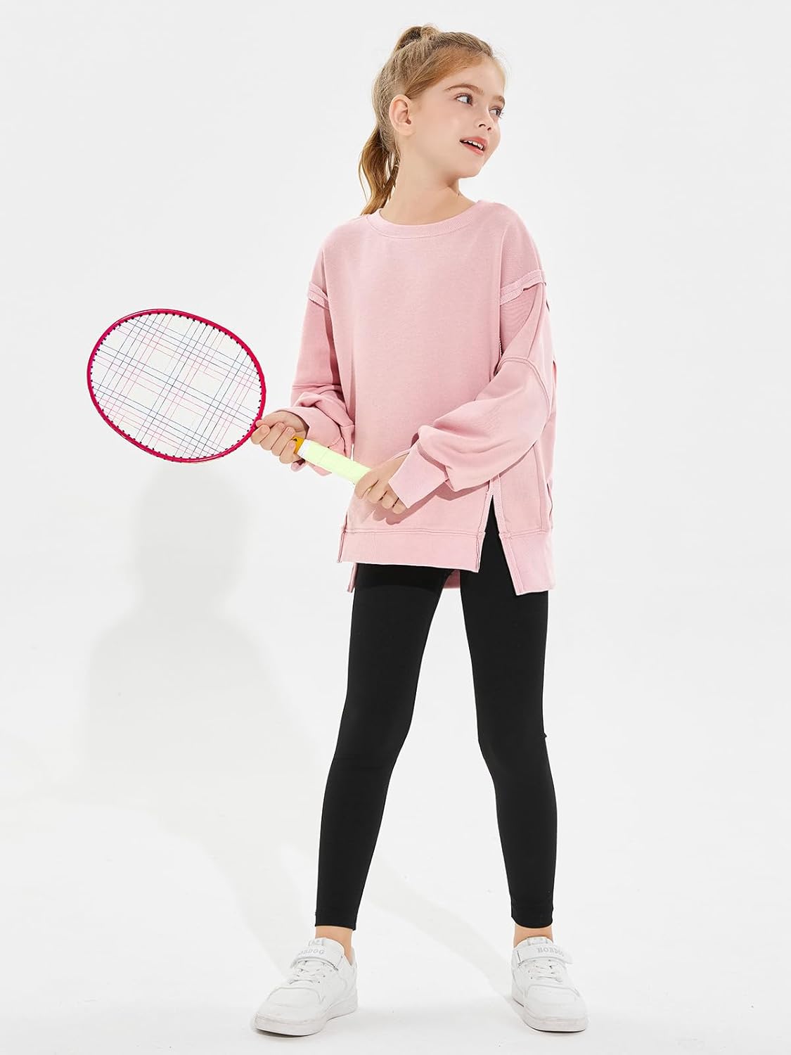 Haloumoning Girls Oversized Sweatshirt Long Sleeve Crewneck Kids Lightweight Cute Pullover Tops 5-14 Years - Image 4