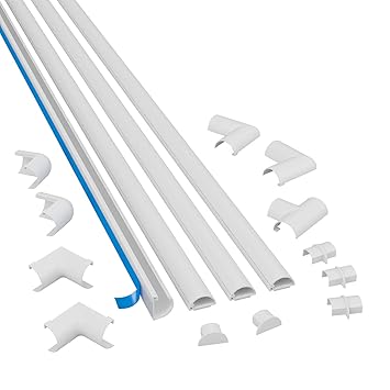 D-Line Cable Raceway Kit - Micro+ | Self-Adhesive Wire Covers | Electrical Raceway, Popular Cable Organizer for Home Theater, TV, Office and Home | 4 x 39 Lengths Per Pack - White