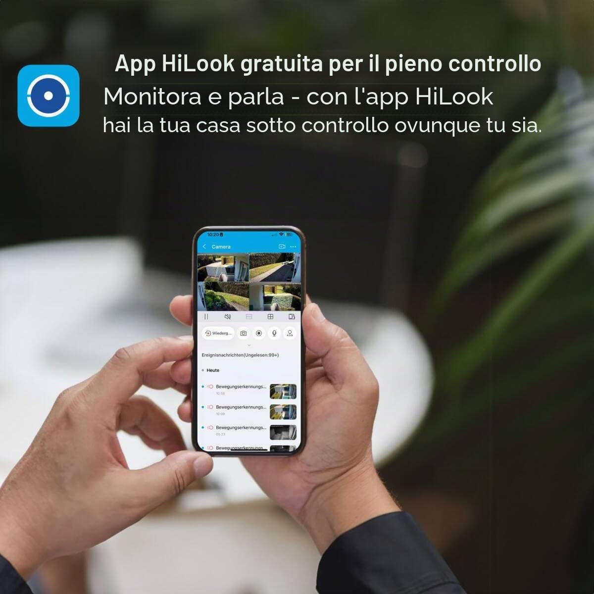 HiLook Set di telecamere di sorveglianza WLAN per esterni, bullet da 4 MP + telecamere PT Turret, WiFi NVS con slot micro SD, set completo per fotocamera esterna, riconoscimento umano e veicoli